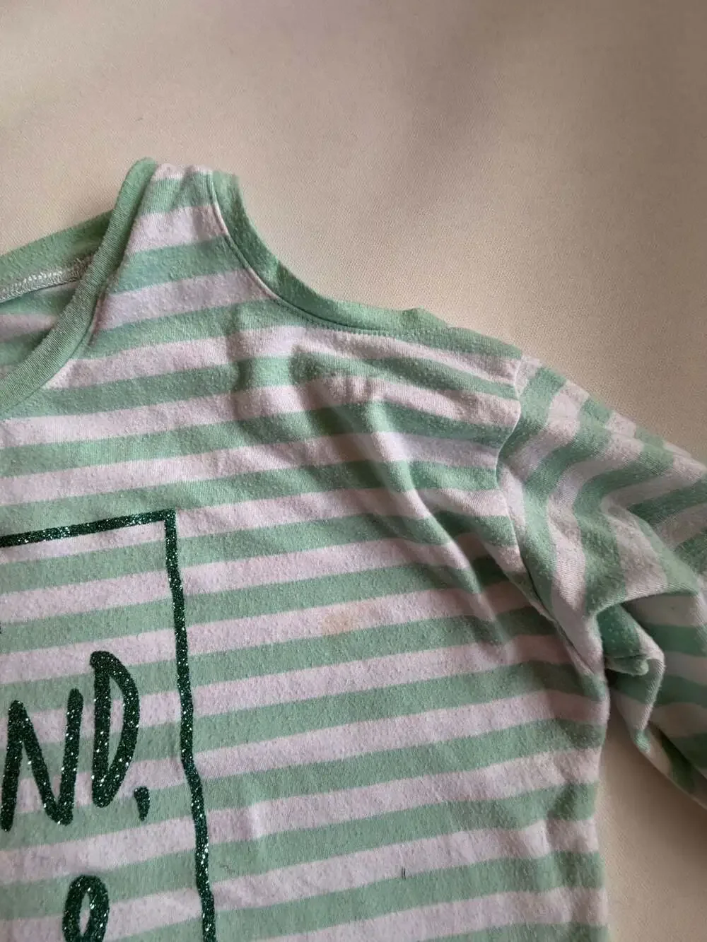 Justice Girls Size 16 Green White Striped Long Sleeve Graphic Tee y2k